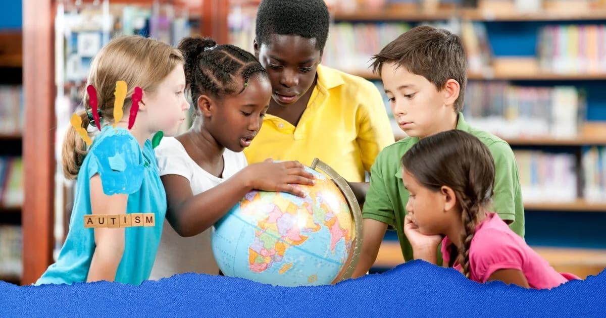 Criança realizando atividade com apoio de um plano de aula adaptado para alunos com autismo, com materiais visuais e instruções estruturadas.