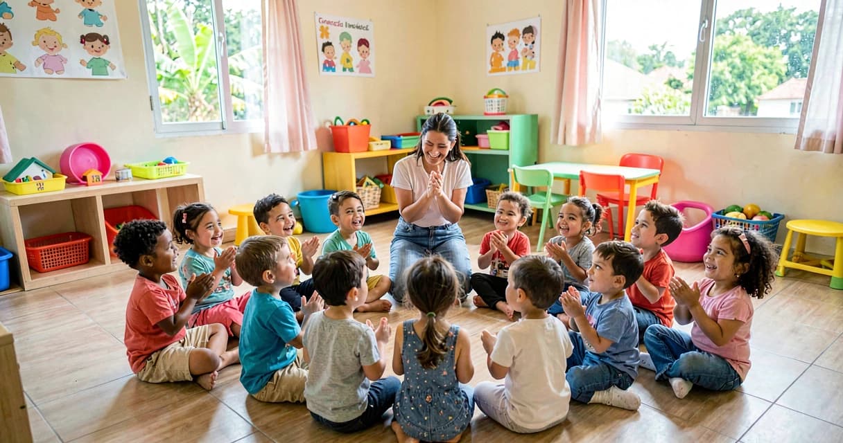 plano de aula sons do corpo: bebês da creche batendo palmas em roda musical