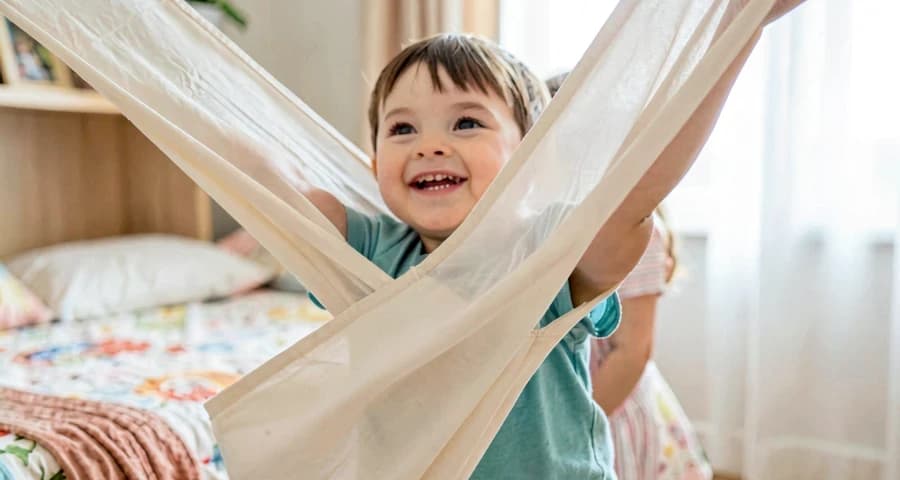 brincadeira de cadê e achou com pano leve na creche