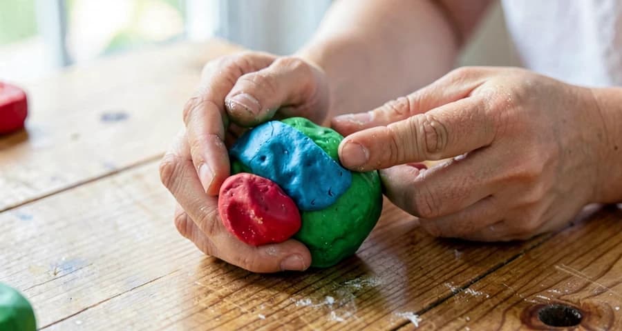 criança da creche modelando massa colorida inspirada em esculturas artísticas