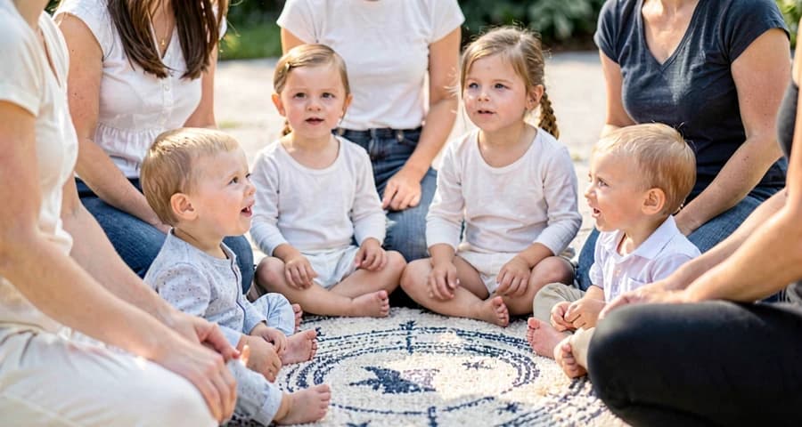 roda preparada para encontro musical com famílias na creche