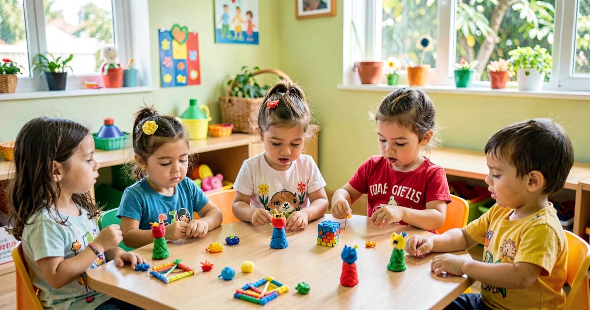 plano de aula escultura de tecido: crianças da creche criando esculturas coloridas de pano