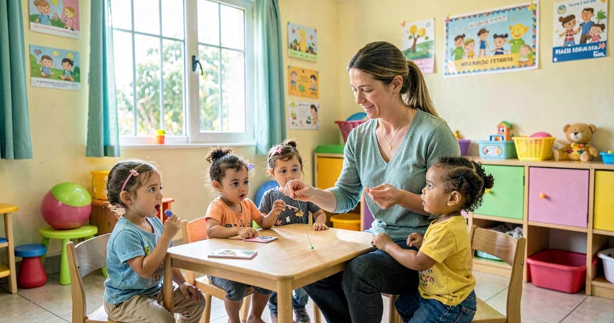 plano de aula truques surpreendentes: educadora mostrando truque simples para crianças