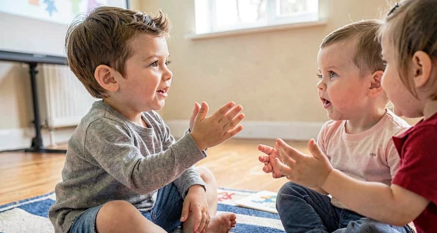 crianças da creche aplaudindo colega durante apresentação de movimento