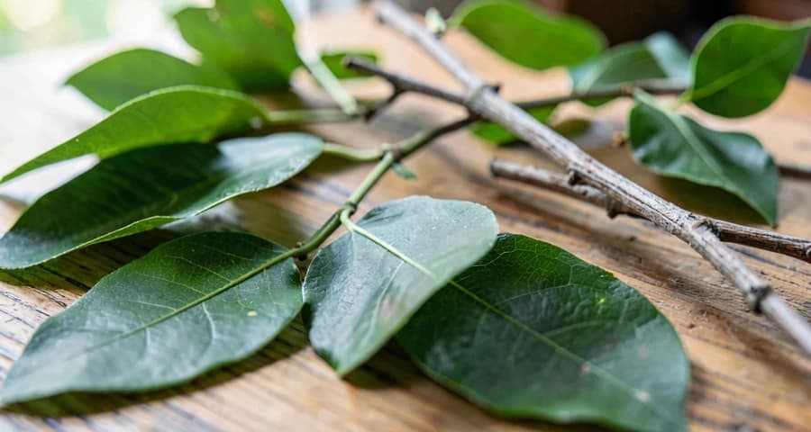 folhas e galhos naturais usados como inspiração artística na creche