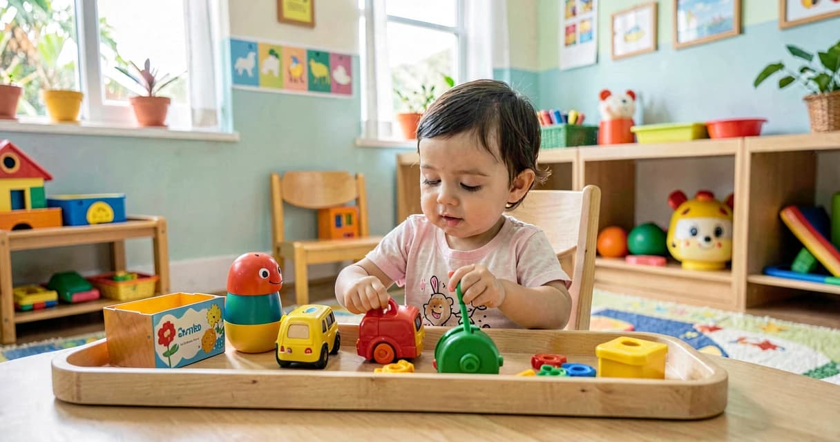 plano de aula escolhendo o que gosto: bebê da creche escolhendo objeto sensorial