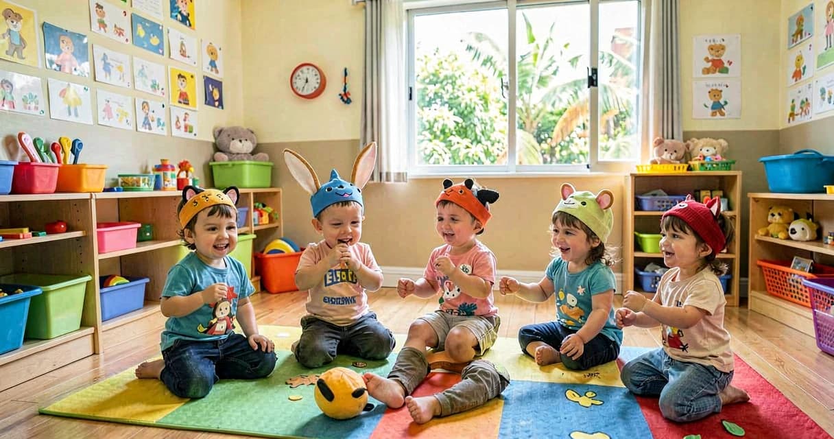 plano de aula vestindo personagem: crianças da creche brincando de faz de conta com acessórios